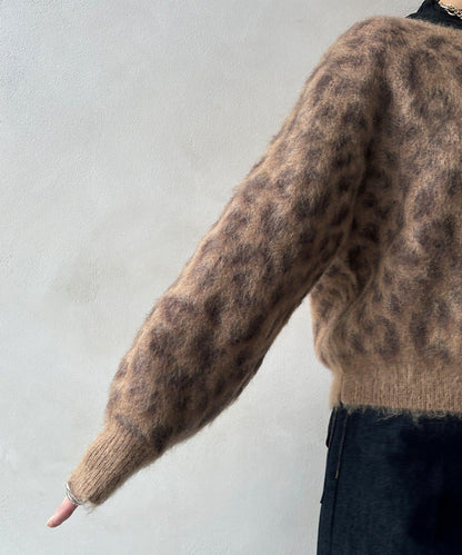 豹紋起毛針織衫
