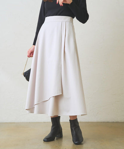 不對稱裹身風格喇叭裙