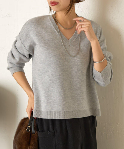 雙面V領針織衫