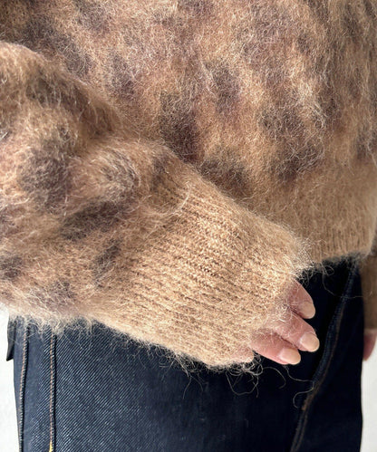 豹紋起毛針織衫