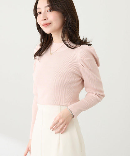 安哥拉觸感墊肩羅紋針織衫