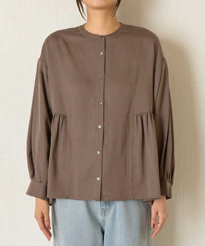 後背拼接褶皺襯衫