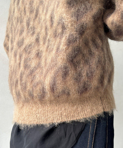 豹紋起毛針織衫