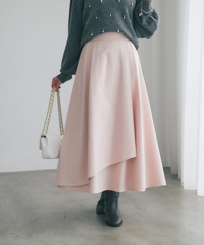 不對稱裹身風格喇叭裙