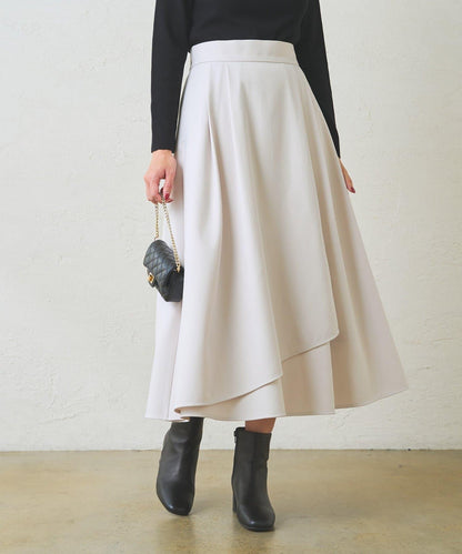 不對稱裹身風格喇叭裙