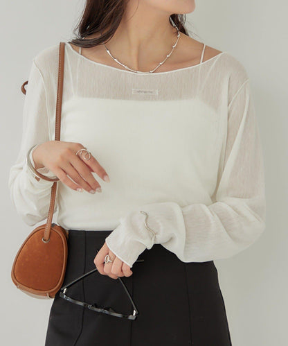 2way薄紗長袖T恤