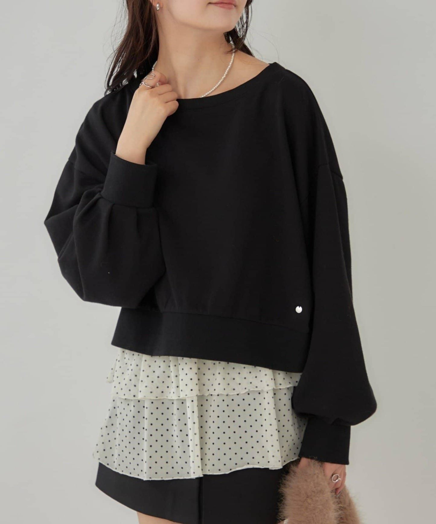 泡泡袖短款衛衣