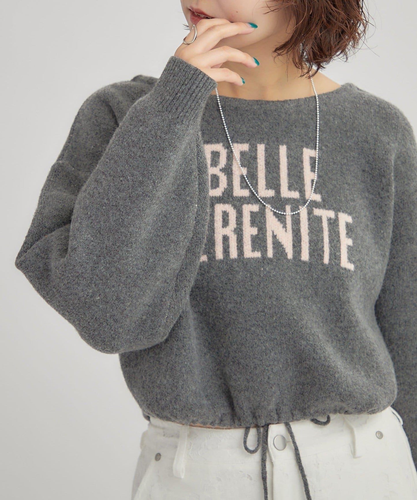 大LOGO抽繩針織衫