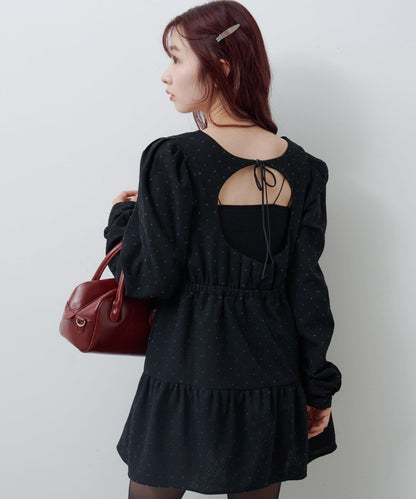 波點花呢迷你連衣裙