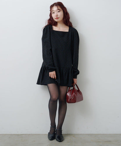 波點花呢迷你連衣裙