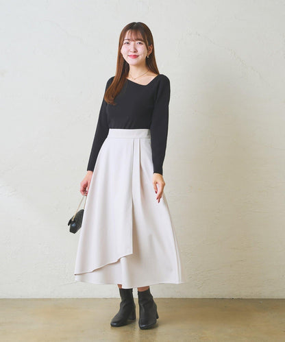 不對稱裹身風格喇叭裙