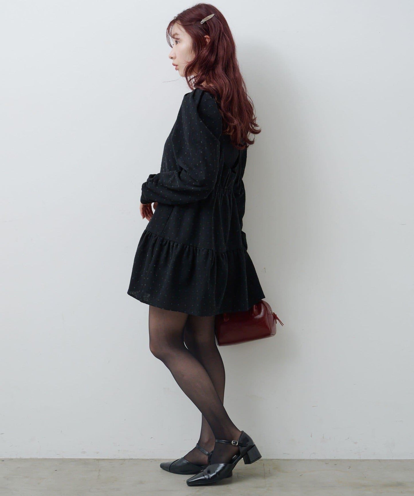 波點花呢迷你連衣裙