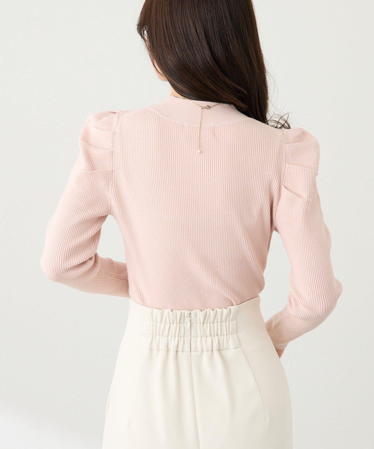 安哥拉觸感墊肩羅紋針織衫