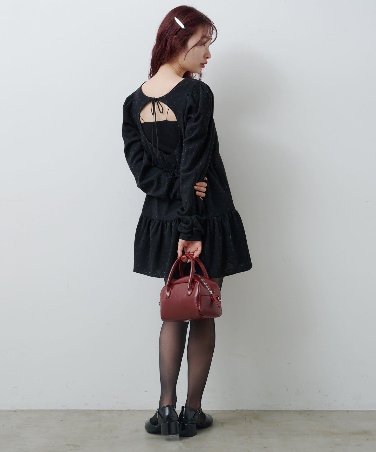 波點花呢迷你連衣裙