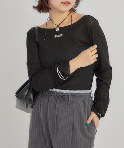 2way薄紗長袖T恤