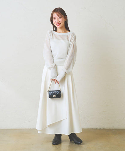 不對稱裹身風格喇叭裙