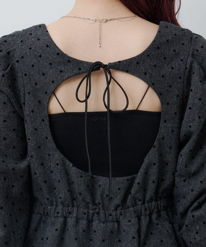 波點花呢迷你連衣裙