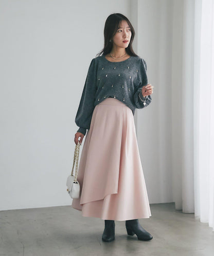 不對稱裹身風格喇叭裙