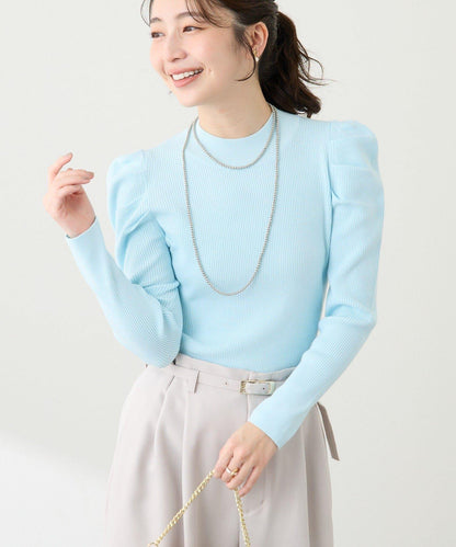 安哥拉觸感墊肩羅紋針織衫