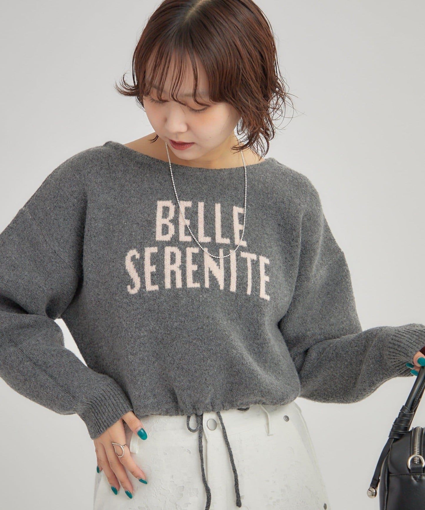 大LOGO抽繩針織衫