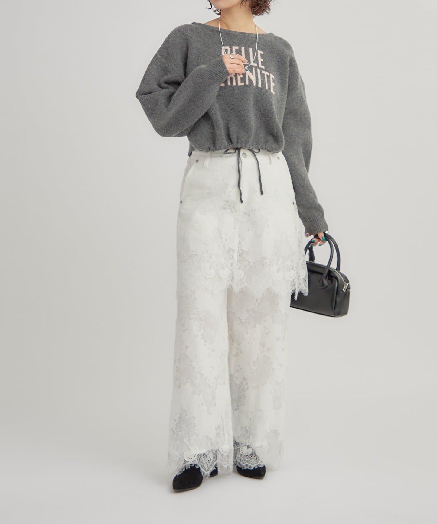 鏤空花邊疊層褲