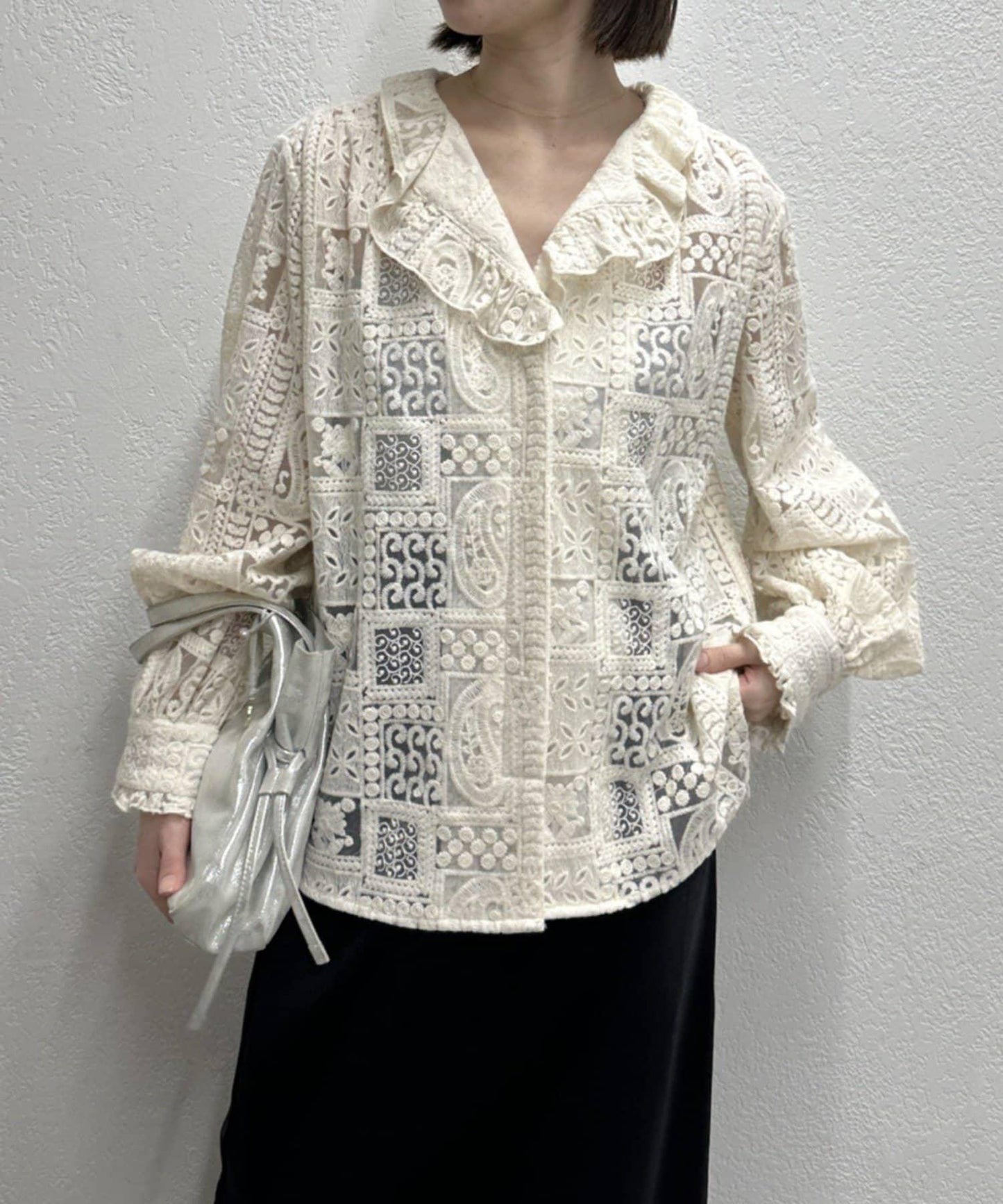 蕾絲荷葉邊襯衫