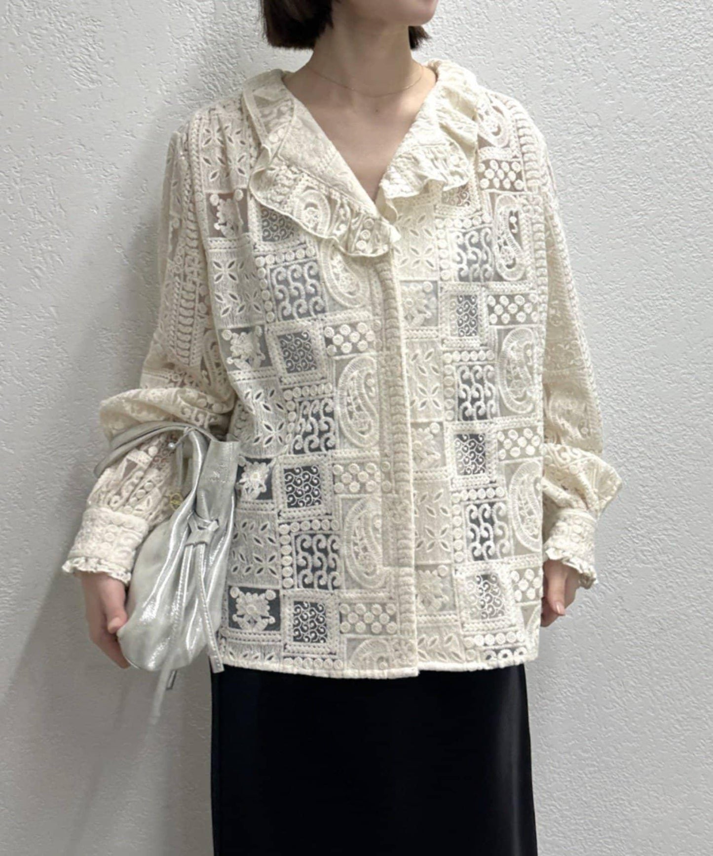 蕾絲荷葉邊襯衫