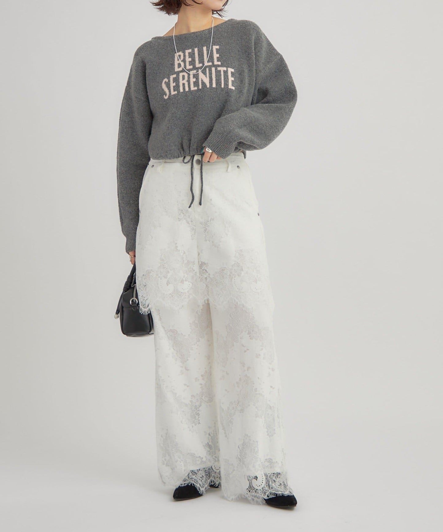 大LOGO抽繩針織衫