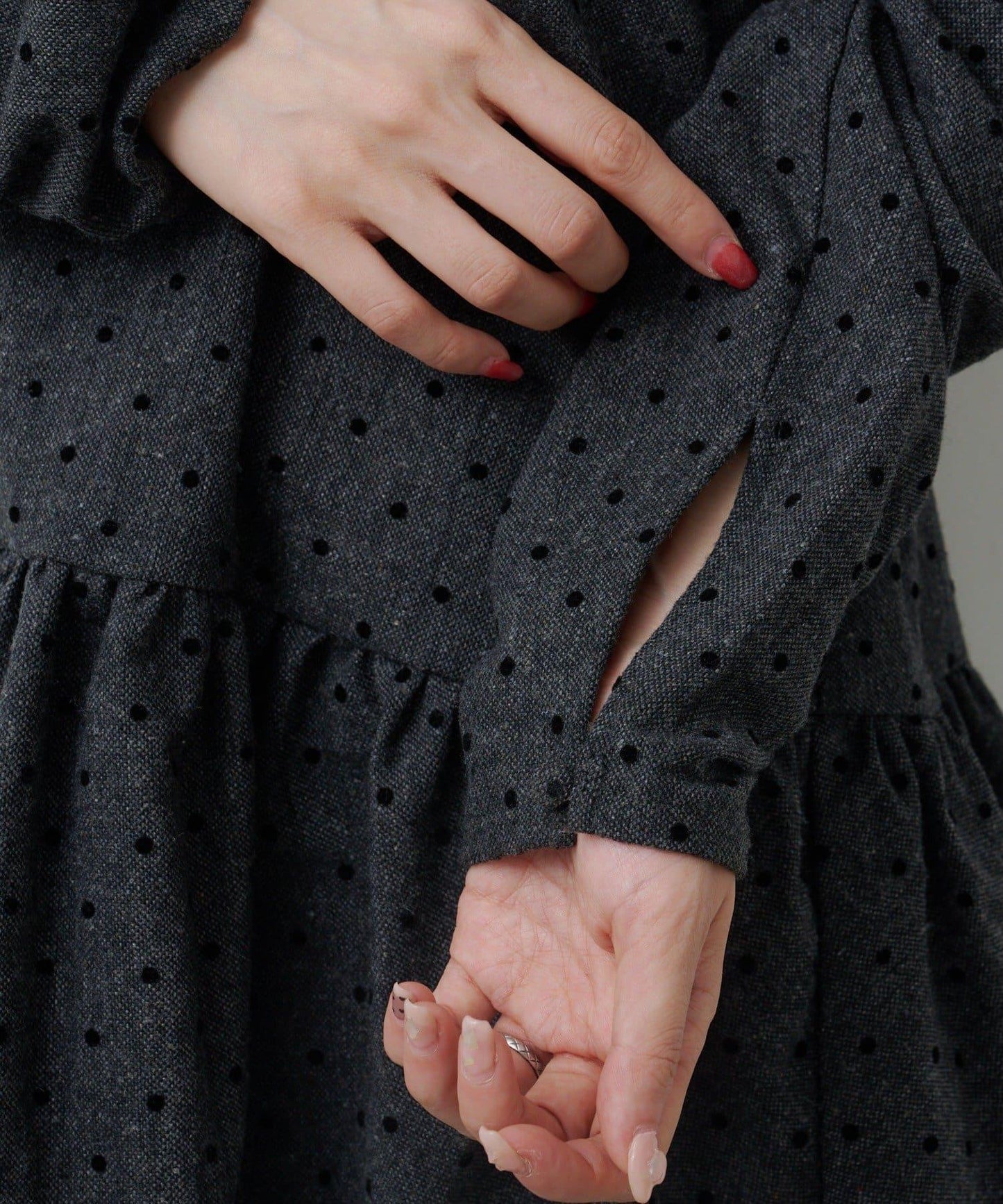 波點花呢迷你連衣裙