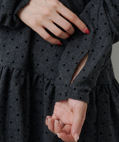 波點花呢迷你連衣裙