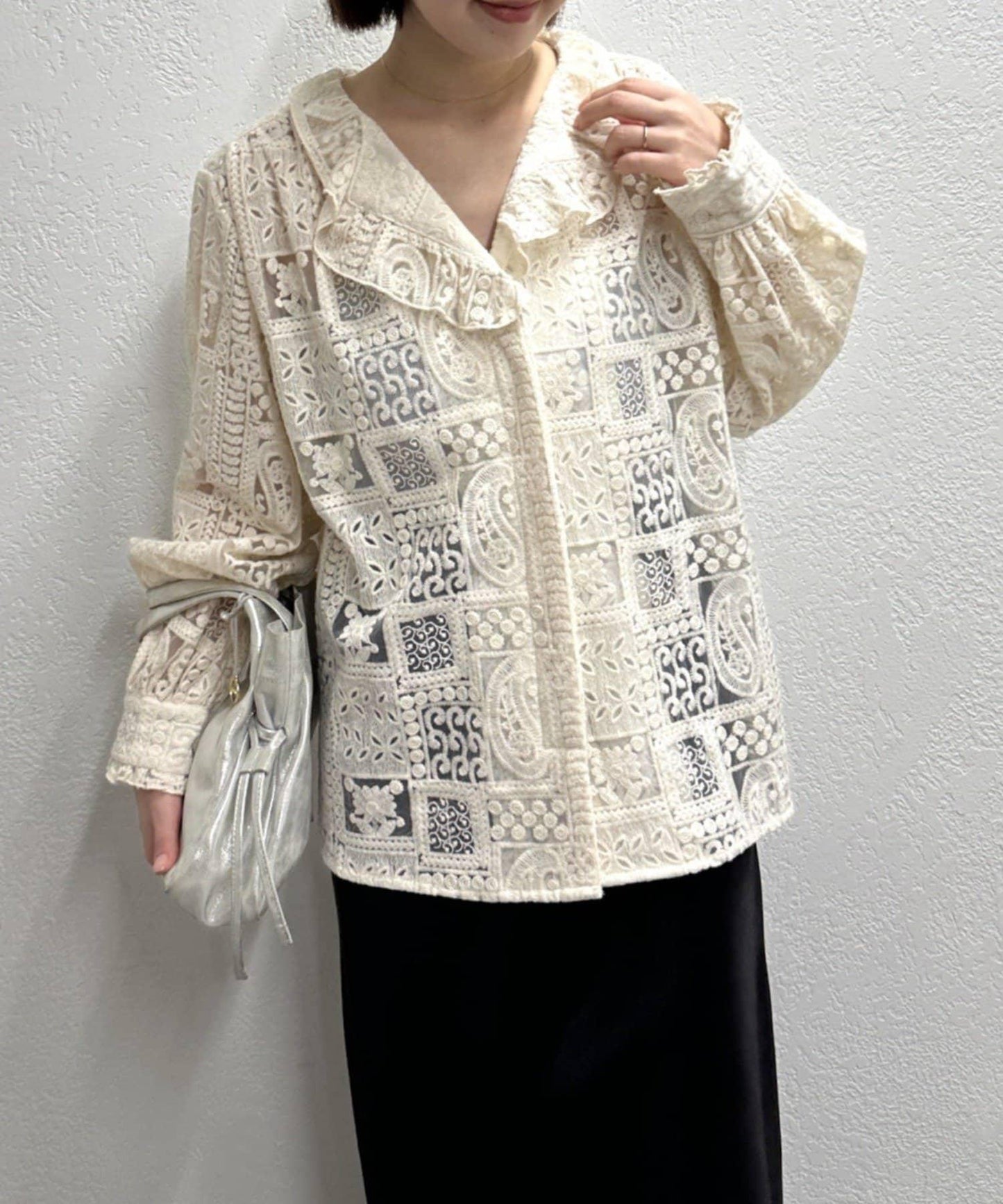 蕾絲荷葉邊襯衫