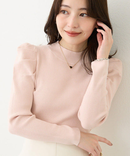 安哥拉觸感墊肩羅紋針織衫