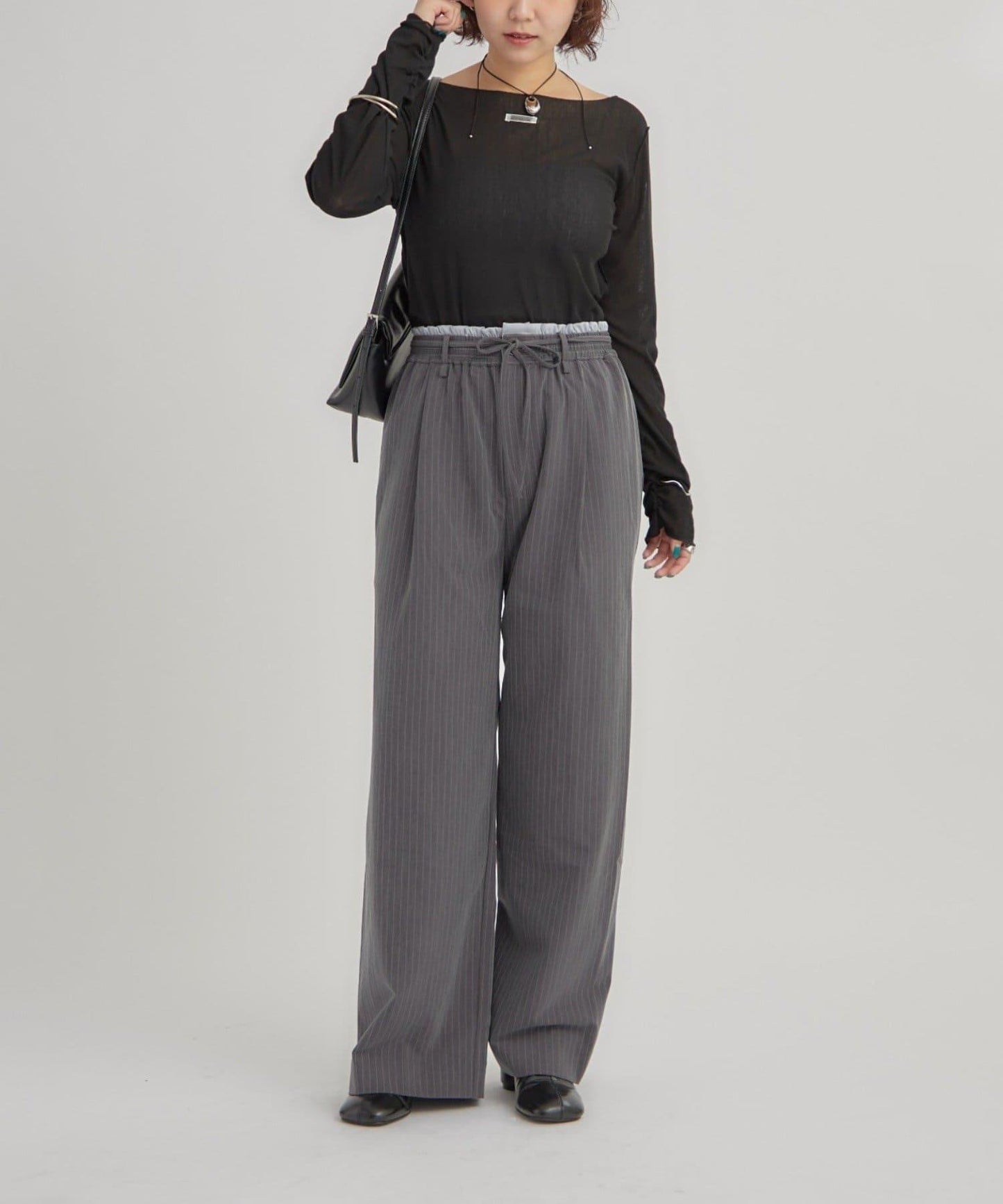 2way薄紗長袖T恤