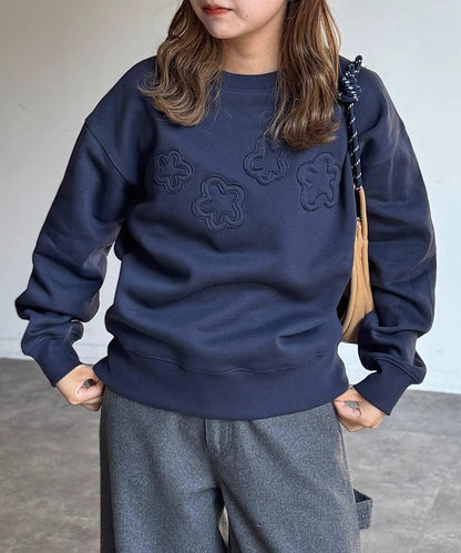 加絨花朵貼布衛衣