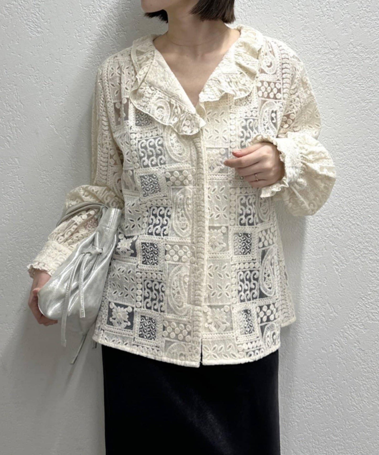 蕾絲荷葉邊襯衫