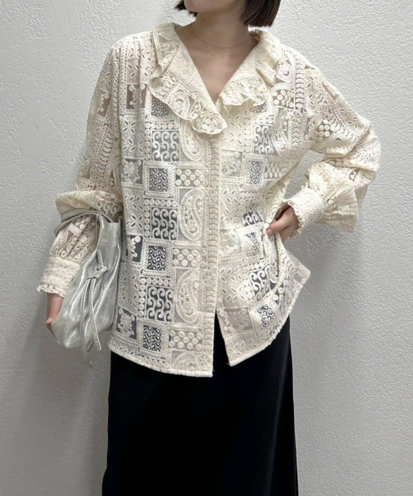 蕾絲荷葉邊襯衫