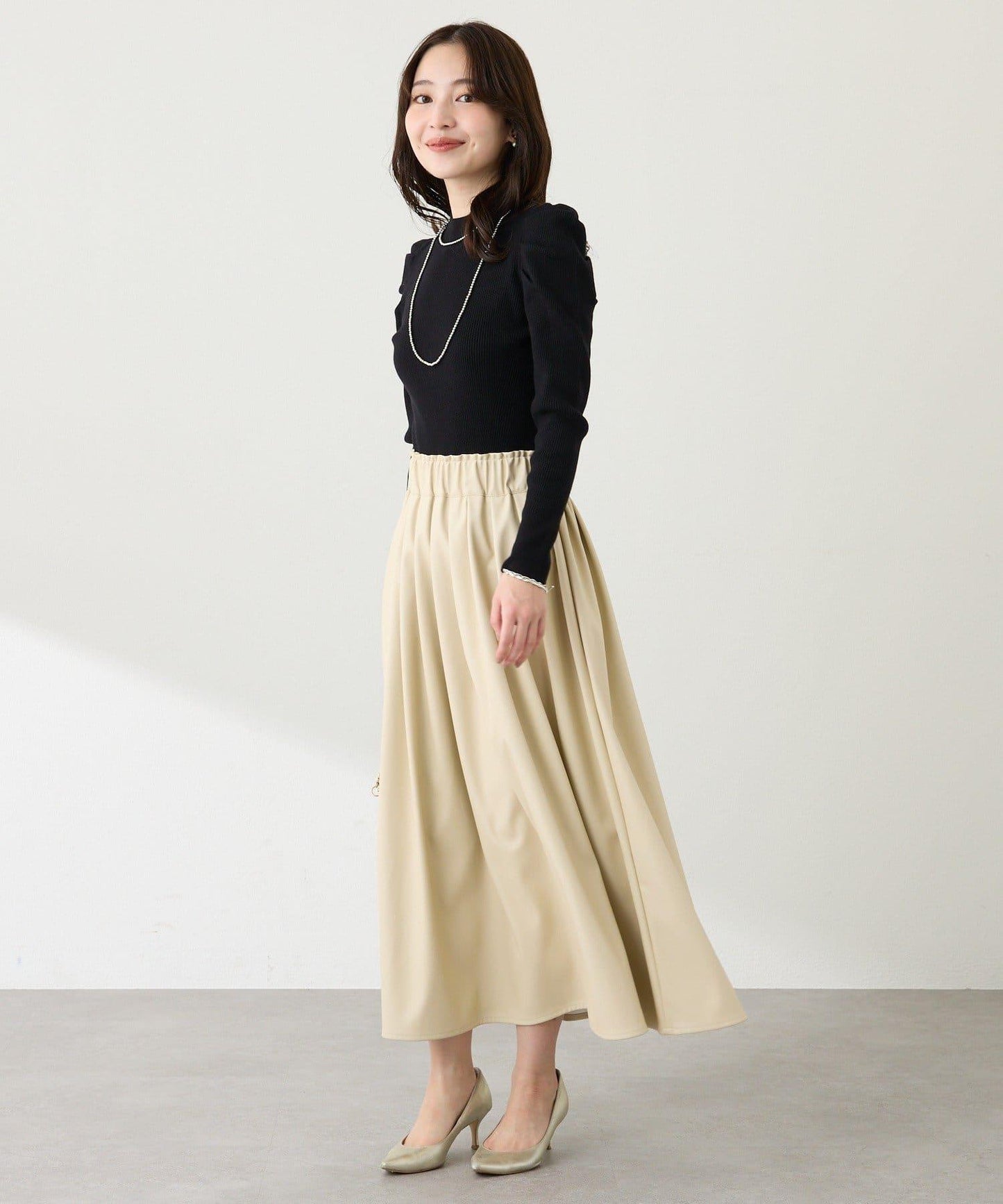 安哥拉觸感墊肩羅紋針織衫