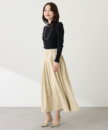 安哥拉觸感墊肩羅紋針織衫