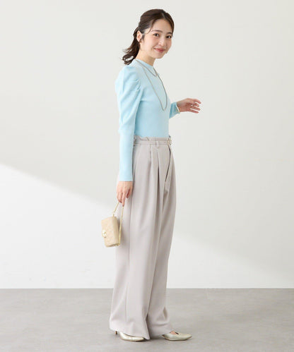 安哥拉觸感墊肩羅紋針織衫