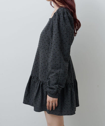 波點花呢迷你連衣裙