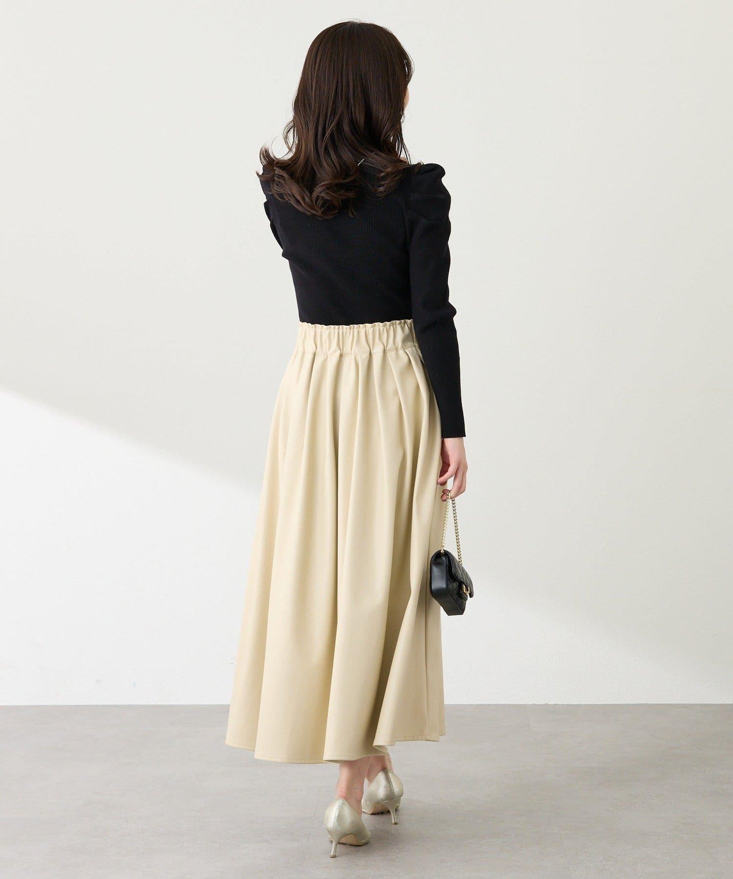 安哥拉觸感墊肩羅紋針織衫