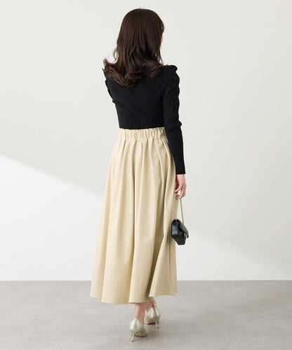 安哥拉觸感墊肩羅紋針織衫