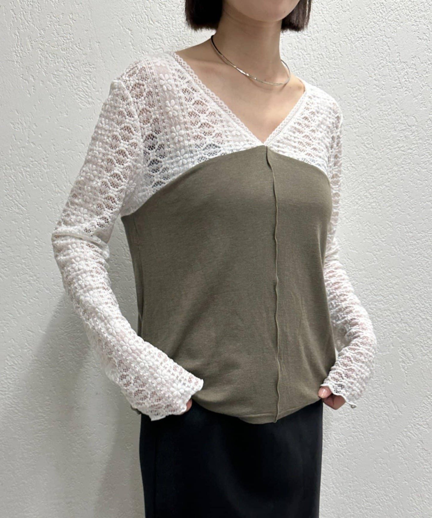 蕾絲拼接針織衫