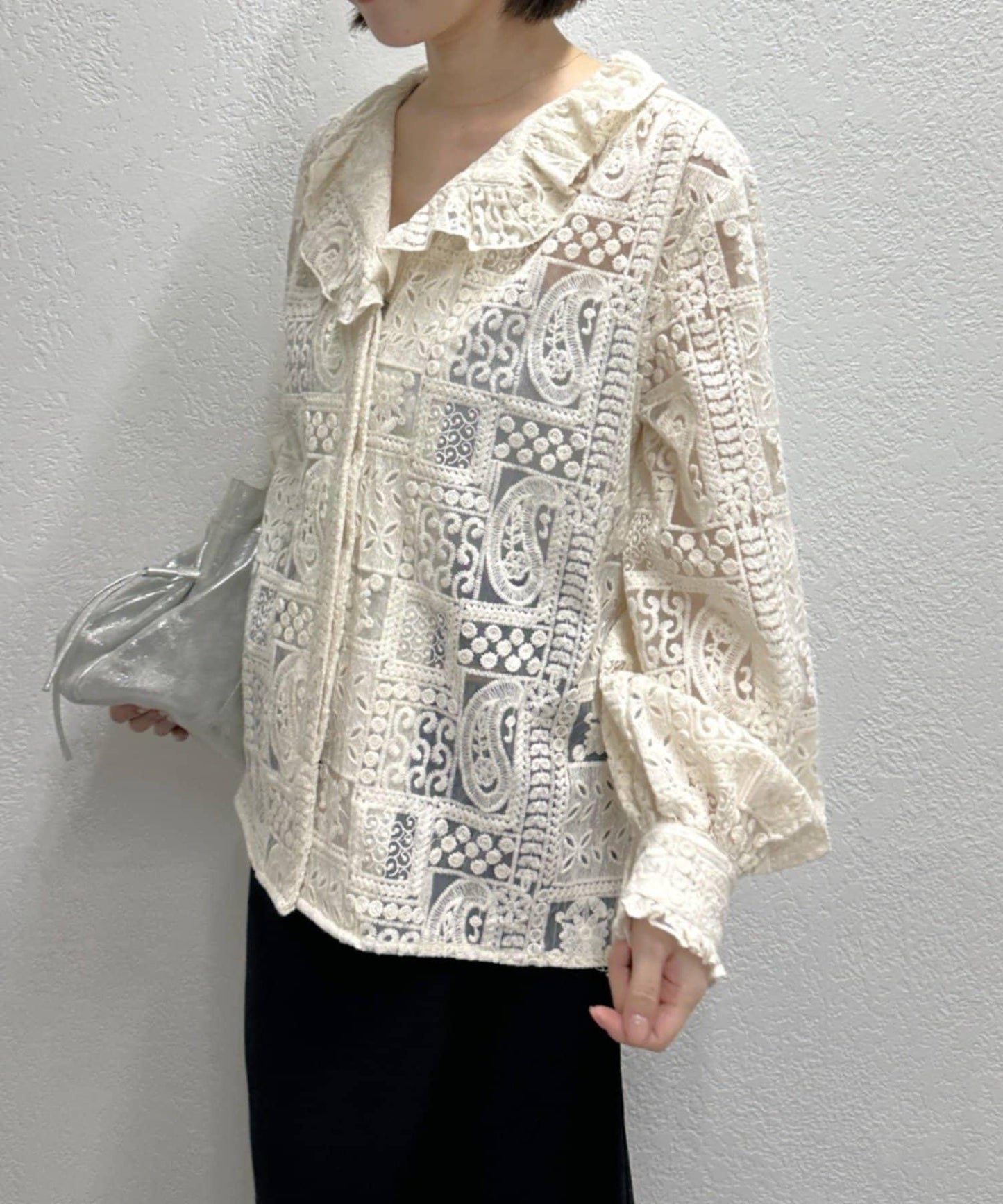 蕾絲荷葉邊襯衫