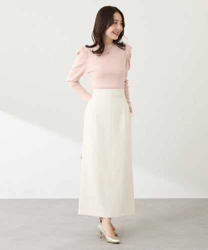 安哥拉觸感墊肩羅紋針織衫