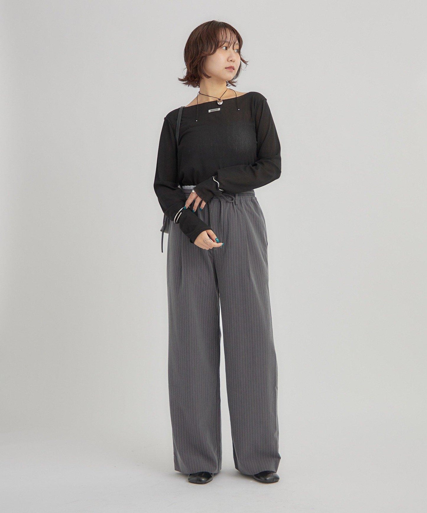 2way薄紗長袖T恤