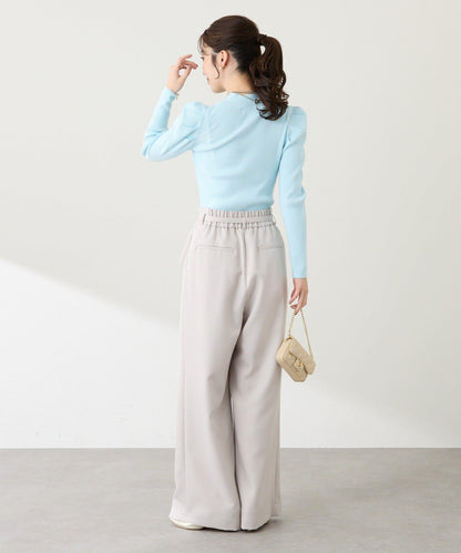 安哥拉觸感墊肩羅紋針織衫