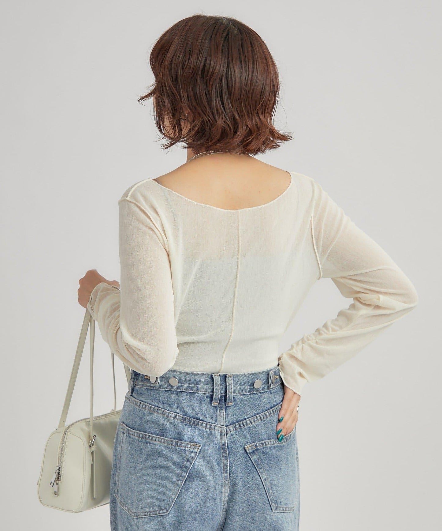 2way薄紗長袖T恤