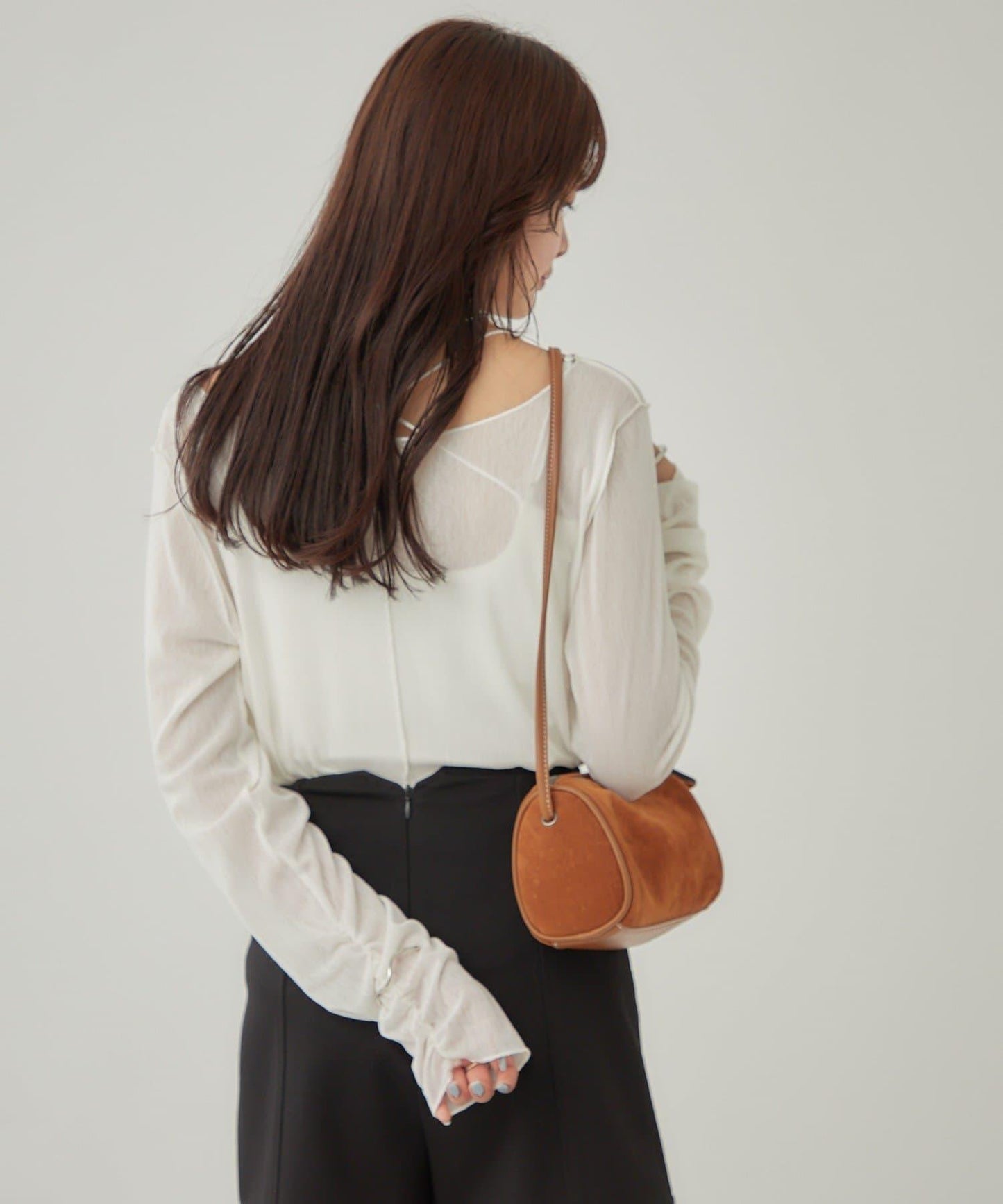 2way薄紗長袖T恤