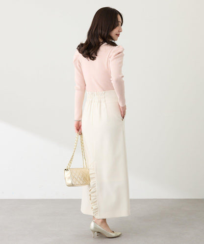 安哥拉觸感墊肩羅紋針織衫